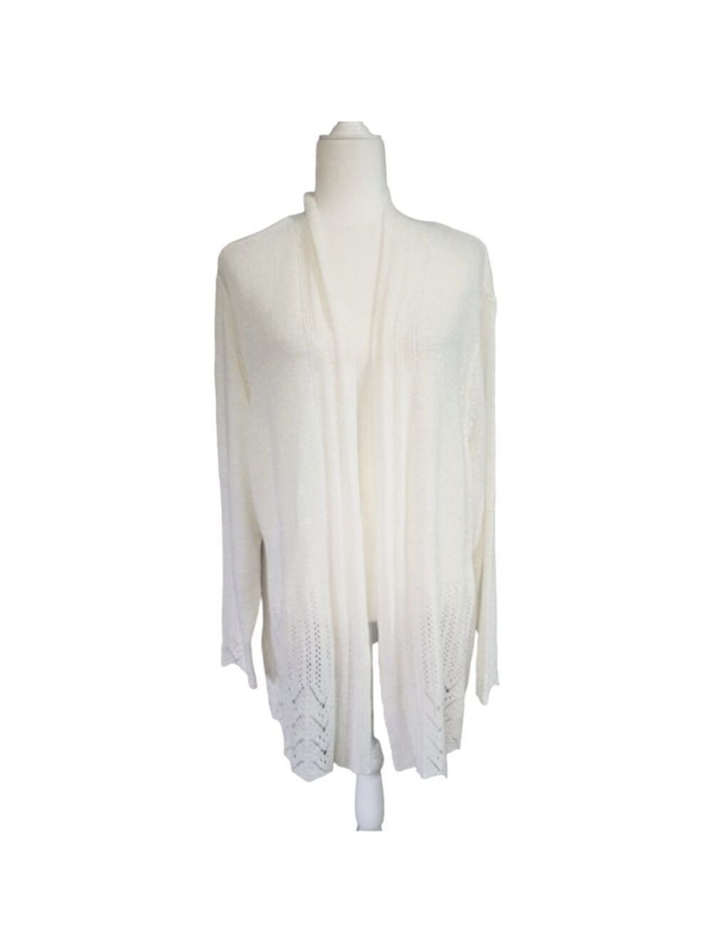 Napa Valley Women's Delicate Ivory Knit Open Cardigan Plus Size 2X